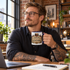 Aged Like Fine Sarcasm accent coffee mug in a cozy lifestyle photo
