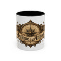 Antique Attitude accent coffee mug, 11oz, white with black interior and handle