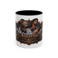 Aquarius Bronze Zodiac accent coffee mug, 11oz, white with black interior and handle