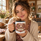 Aries Floral Zodiac accent coffee mug in a cozy lifestyle photo