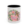 Blooming Where I'm Petty accent coffee mug, 11oz, white with black interior and handle