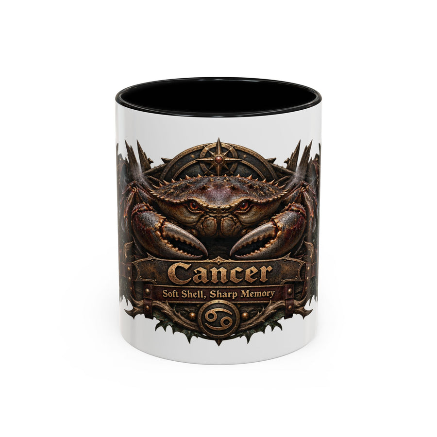 Cancer Bronze Zodiac accent coffee mug, 11oz, white with black interior and handle