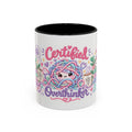 Certified Overthinker accent coffee mug, 11oz, white with black interior and handle