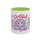 Certified Overthinker accent coffee mug, 11oz, white with light green interior and handle