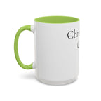 Chronically Over It personalized accent coffee mug with name in serif type, view 56