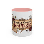 Classic Case of Not Today accent coffee mug, 11oz, white with pink interior and handle