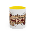 Classic Case of Not Today accent coffee mug, 11oz, white with yellow interior and handle