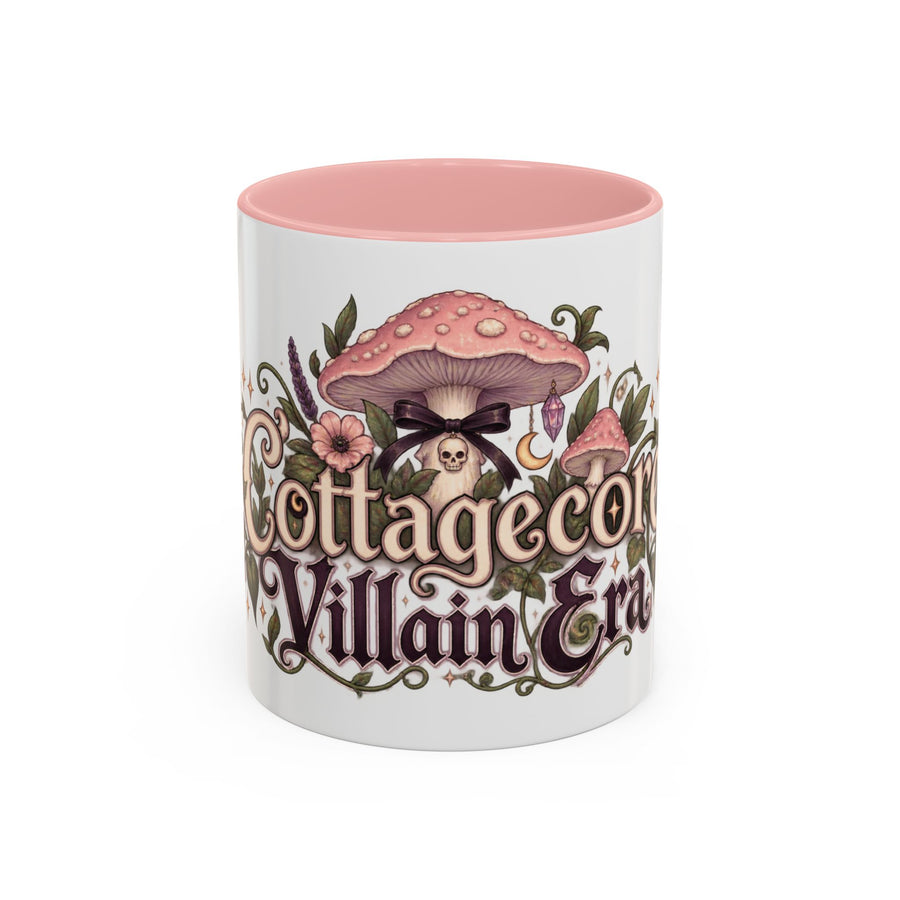 Cottagecore Villain Era accent coffee mug, 11oz, white with pink interior and handle