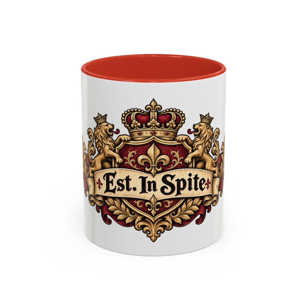 Est. in Spite accent coffee mug, 11oz, white with red interior and handle