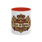 Est. in Spite accent coffee mug, 11oz, white with red interior and handle
