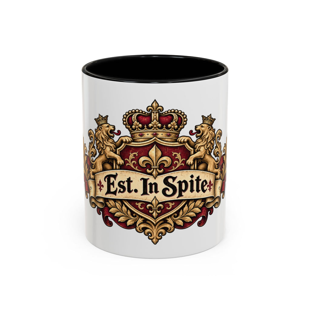 Est. in Spite accent coffee mug, 11oz, white with black interior and handle