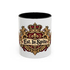 Est. in Spite accent coffee mug, 11oz, white with black interior and handle