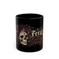 Feral Not Sorry black coffee mug, 11oz, front view