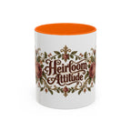 Heirloom Attitude accent coffee mug, 11oz, white with orange interior and handle