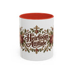 Heirloom Attitude accent coffee mug, 11oz, white with red interior and handle