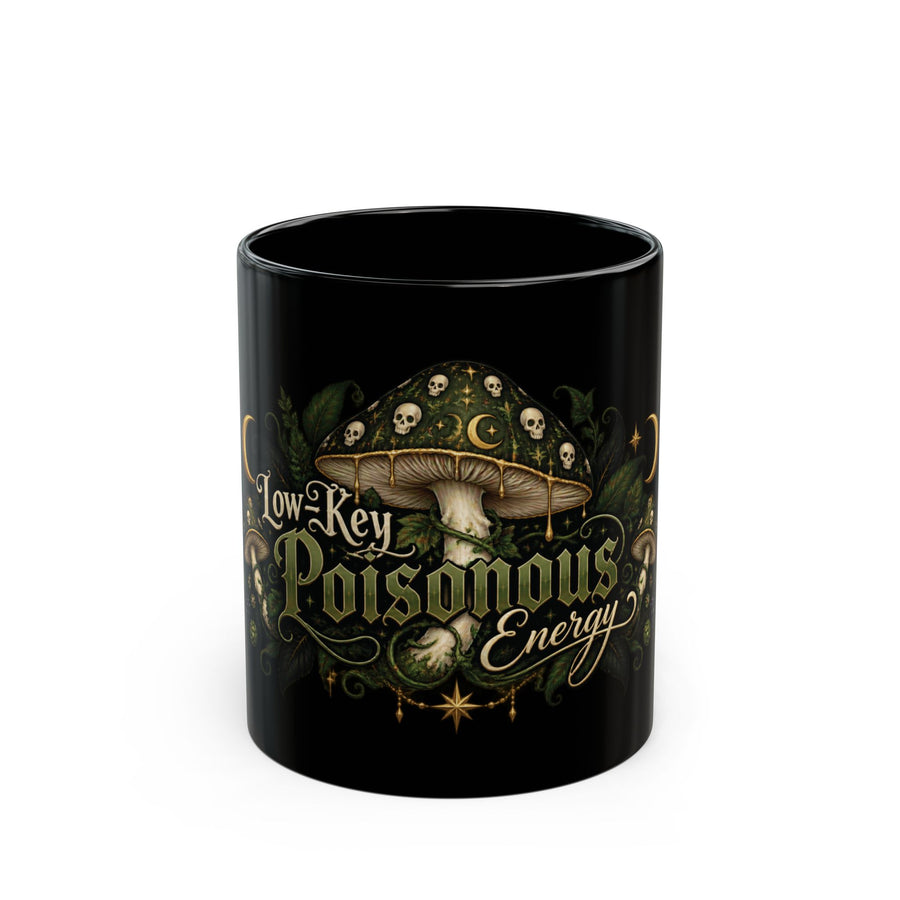 Low-Key Poisonous Energy black coffee mug, 11oz, front view
