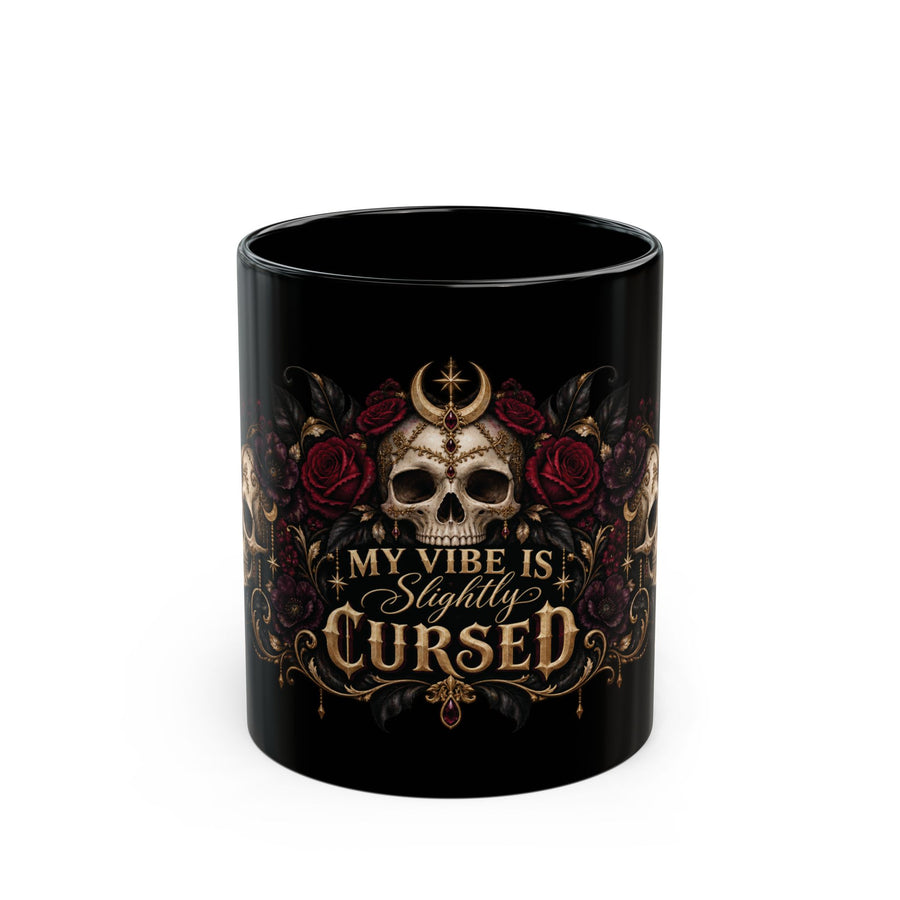 My Vibe Is Slightly Cursed black coffee mug, 11oz, front view