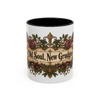 Old Soul, New Grudges accent coffee mug, 11oz, white with black interior and handle
