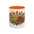 Retro Rebel accent coffee mug, 11oz, white with orange interior and handle