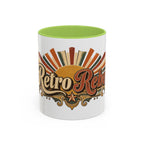 Retro Rebel accent coffee mug, 11oz, white with light green interior and handle
