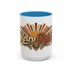 Retro Rebel accent coffee mug, 15oz, white with blue interior and handle