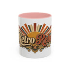Retro Rebel accent coffee mug, 11oz, white with pink interior and handle