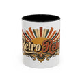 Retro Rebel accent coffee mug, 11oz, white with black interior and handle
