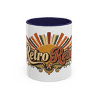 Retro Rebel accent coffee mug, 11oz, white with navy interior and handle