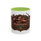 Sagittarius Bronze Zodiac accent coffee mug, 11oz, white with light green interior and handle