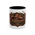Sagittarius Bronze Zodiac accent coffee mug, 11oz, white with black interior and handle