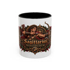 Sagittarius Bronze Zodiac accent coffee mug, 11oz, white with black interior and handle