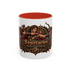 Sagittarius Bronze Zodiac accent coffee mug, 11oz, white with red interior and handle