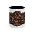 Scorpio Bronze Zodiac accent coffee mug, 11oz, white with black interior and handle