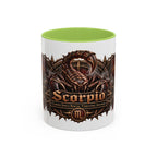 Scorpio Bronze Zodiac accent coffee mug, 11oz, white with light green interior and handle