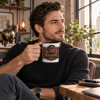 Scorpio Bronze Zodiac accent coffee mug in a cozy lifestyle photo