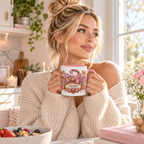 Scorpio Floral Zodiac accent coffee mug in a cozy lifestyle photo