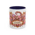 Scorpio Floral Zodiac accent coffee mug, 11oz, white with navy interior and handle
