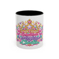 Small but Mighty Chaotic accent coffee mug, 11oz, white with black interior and handle