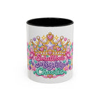 Small but Mighty Chaotic accent coffee mug, 11oz, white with black interior and handle
