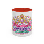 Small but Mighty Chaotic accent coffee mug, 11oz, white with red interior and handle