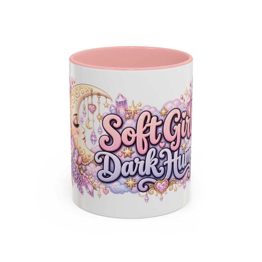 Soft Girl, Dark Humor accent coffee mug, 11oz, white with pink interior and handle