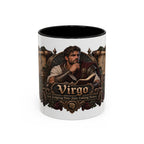 Virgo Bronze Zodiac accent coffee mug, 11oz, white with black interior and handle