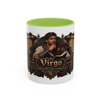 Virgo Bronze Zodiac accent coffee mug, 11oz, white with light green interior and handle