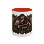 Virgo Bronze Zodiac accent coffee mug, 11oz, white with red interior and handle